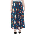 Happy Santa Claus Pattern Print Chiffon Maxi Skirt