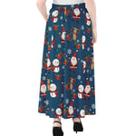 Happy Santa Claus Pattern Print Chiffon Maxi Skirt