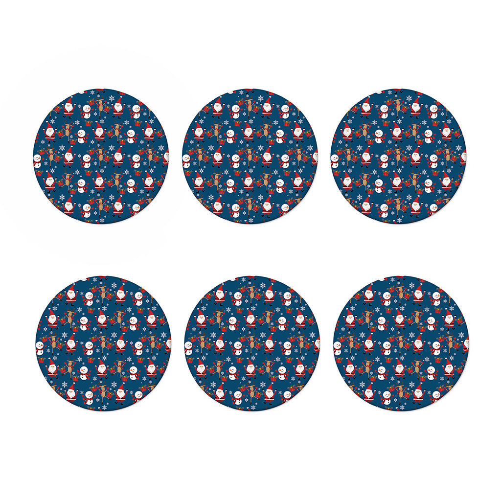 Happy Santa Claus Pattern Print Coaster Set