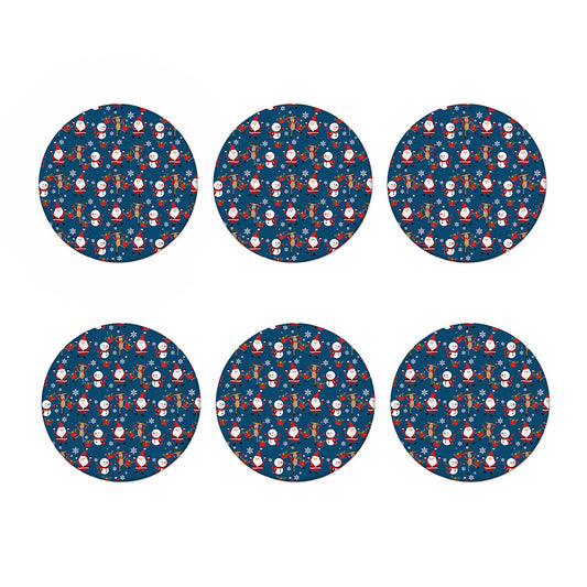 Happy Santa Claus Pattern Print Coaster Set