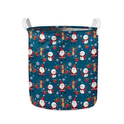 Happy Santa Claus Pattern Print Collapsible Laundry Basket