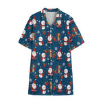 Happy Santa Claus Pattern Print Cotton Hawaiian Shirt