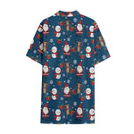 Happy Santa Claus Pattern Print Cotton Hawaiian Shirt