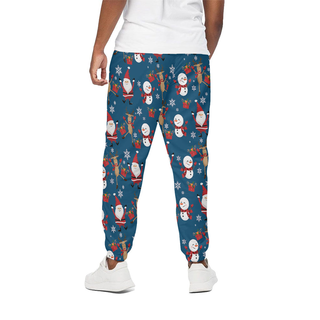 Happy Santa Claus Pattern Print Cotton Pants