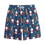Happy Santa Claus Pattern Print Cotton Shorts