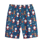 Happy Santa Claus Pattern Print Cotton Shorts