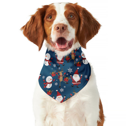 Happy Santa Claus Pattern Print Dog Bandana