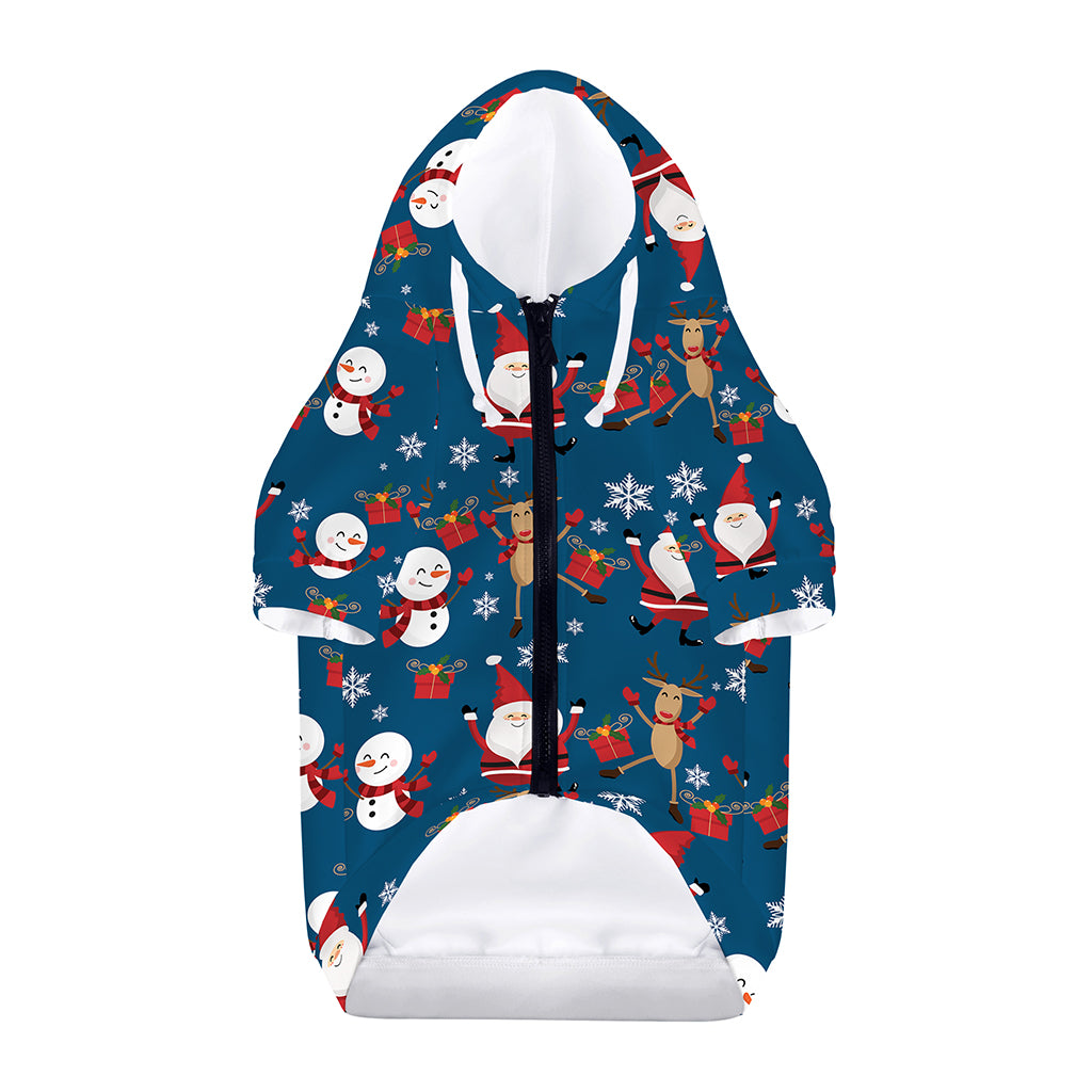 Happy Santa Claus Pattern Print Dog Zip Up Hoodie