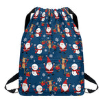 Happy Santa Claus Pattern Print Drawstring Backpack