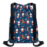 Happy Santa Claus Pattern Print Drawstring Backpack