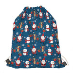 Happy Santa Claus Pattern Print Drawstring Bag