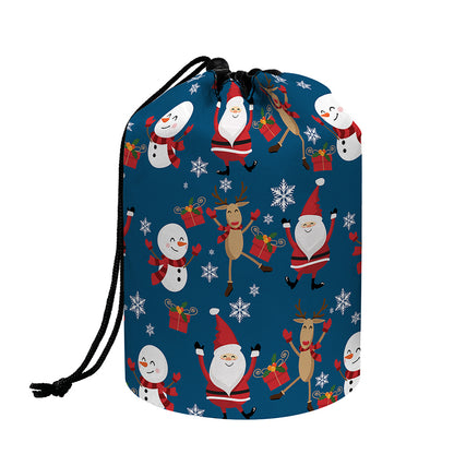 Happy Santa Claus Pattern Print Drawstring Makeup Bag