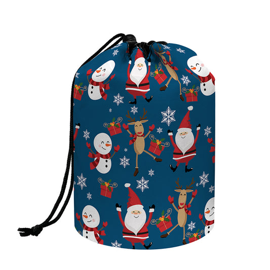 Happy Santa Claus Pattern Print Drawstring Makeup Bag