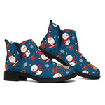 Happy Santa Claus Pattern Print Flat Ankle Boots