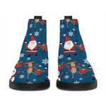 Happy Santa Claus Pattern Print Flat Ankle Boots