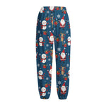 Happy Santa Claus Pattern Print Fleece Lined Knit Pants