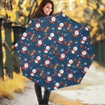 Happy Santa Claus Pattern Print Foldable Umbrella