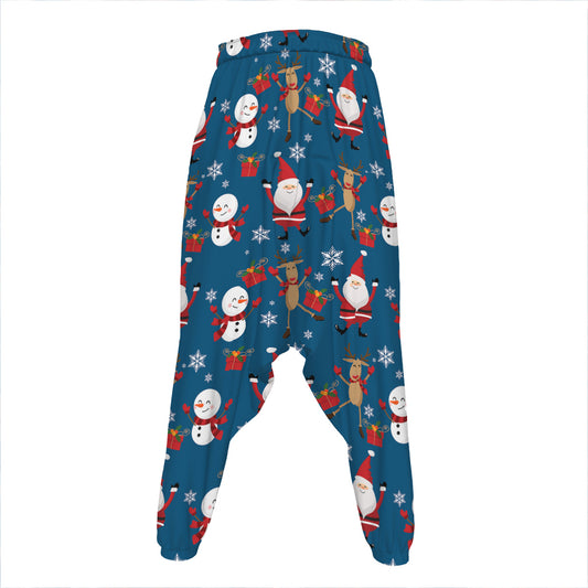 Happy Santa Claus Pattern Print Hammer Pants