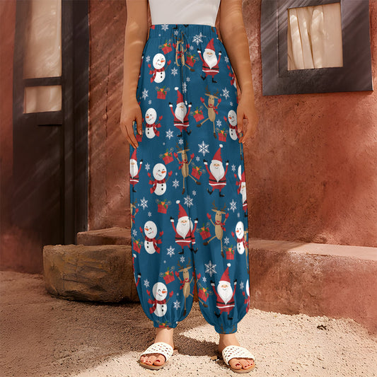 Happy Santa Claus Pattern Print Harem Pants