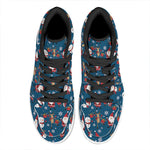 Happy Santa Claus Pattern Print High Top Leather Sneakers