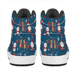 Happy Santa Claus Pattern Print High Top Leather Sneakers