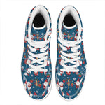 Happy Santa Claus Pattern Print High Top Leather Sneakers