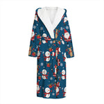 Happy Santa Claus Pattern Print Hooded Bathrobe
