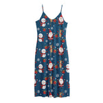 Happy Santa Claus Pattern Print Jersey Midi Cami Dress