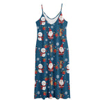 Happy Santa Claus Pattern Print Jersey Midi Cami Dress