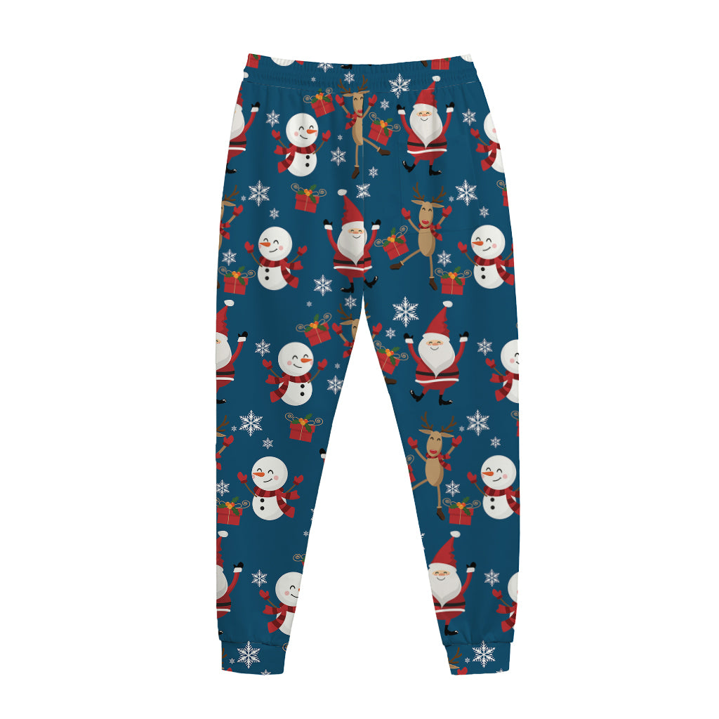 Happy Santa Claus Pattern Print Jogger Pants