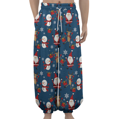 Happy Santa Claus Pattern Print Lantern Pants