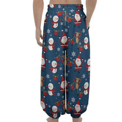 Happy Santa Claus Pattern Print Lantern Pants