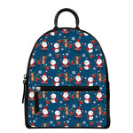 Happy Santa Claus Pattern Print Leather Backpack