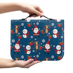 Happy Santa Claus Pattern Print Leather Bible Cover