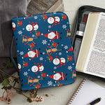 Happy Santa Claus Pattern Print Leather Bible Cover