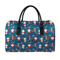 Happy Santa Claus Pattern Print Leather Duffel Bag