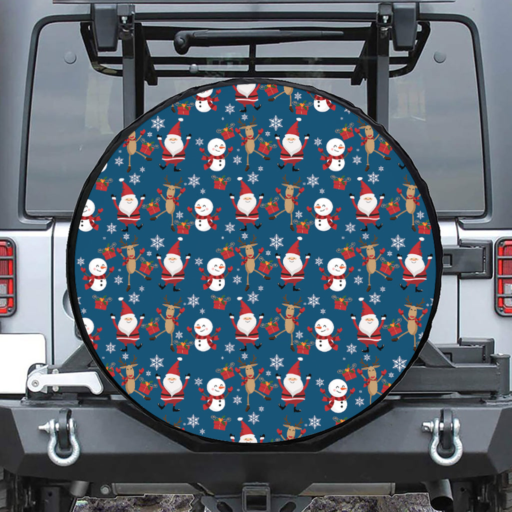 Happy Santa Claus Pattern Print Leather Spare Tire Cover