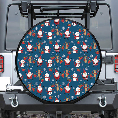 Happy Santa Claus Pattern Print Leather Spare Tire Cover