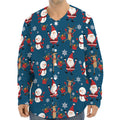 Happy Santa Claus Pattern Print Long Sleeve Baseball Jersey