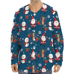Happy Santa Claus Pattern Print Long Sleeve Baseball Jersey