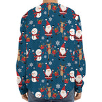 Happy Santa Claus Pattern Print Long Sleeve Baseball Jersey