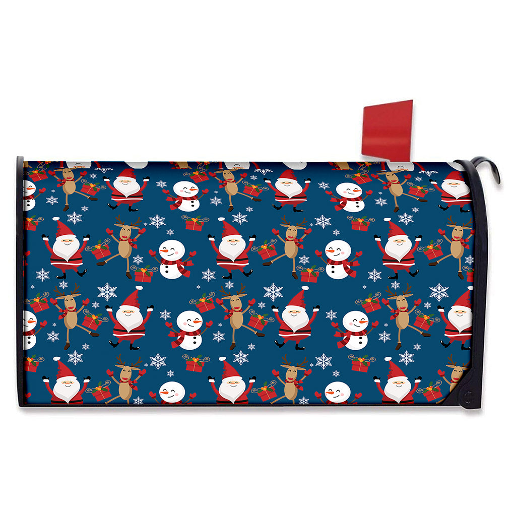 Happy Santa Claus Pattern Print Mailbox Cover