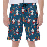 Happy Santa Claus Pattern Print Men's Beach Shorts