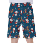 Happy Santa Claus Pattern Print Men's Beach Shorts