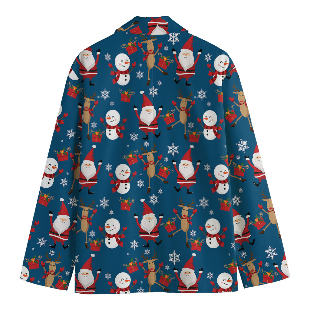 Happy Santa Claus Pattern Print Men's Blazer