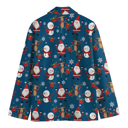 Happy Santa Claus Pattern Print Men's Blazer