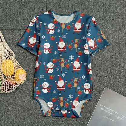 Happy Santa Claus Pattern Print Men's Bodysuit