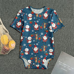 Happy Santa Claus Pattern Print Men's Bodysuit