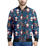 Happy Santa Claus Pattern Print Men's Bomber Jacket