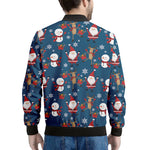 Happy Santa Claus Pattern Print Men's Bomber Jacket